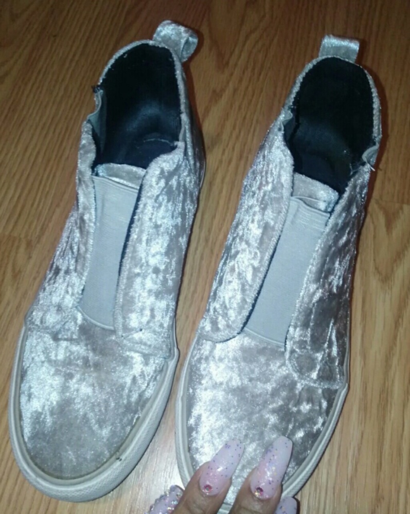 Silver suede shoes